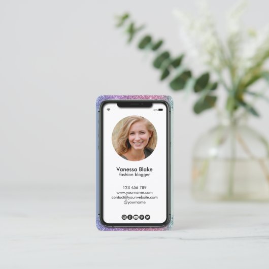 iPhone mobiele telefoon Instagram blogger Visitekaartje (Staand voorkant)