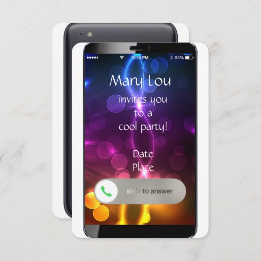 iPhone Uitnodiging met Aangepaste achtergrond (Voorkant / Achterkant)