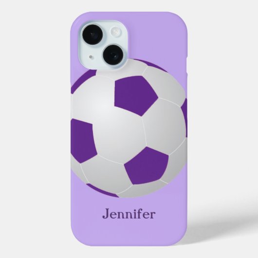 iPhone Voetbal, Paarse gepersonaliseerde naam Case-Mate iPhone Case (Achterkant)
