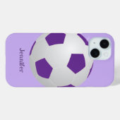iPhone Voetbal, Paarse gepersonaliseerde naam Case-Mate iPhone Case (Achterkant (horizontaal))