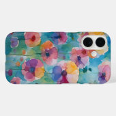 iPhone Waterverf Bloem Motief Pastel Hoesje (Achterkant (horizontaal))