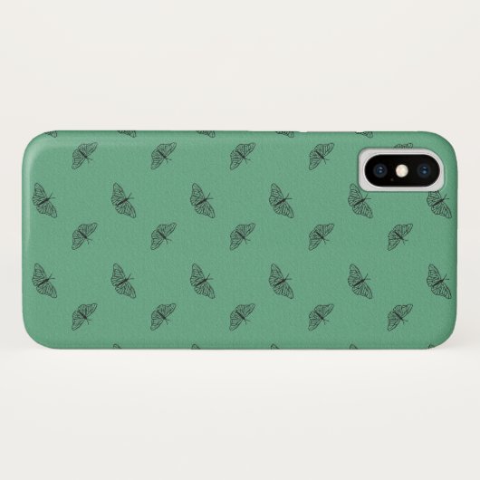 iPhone X hoesje in groen vlinderontwerp (Achterkant (horizontaal))