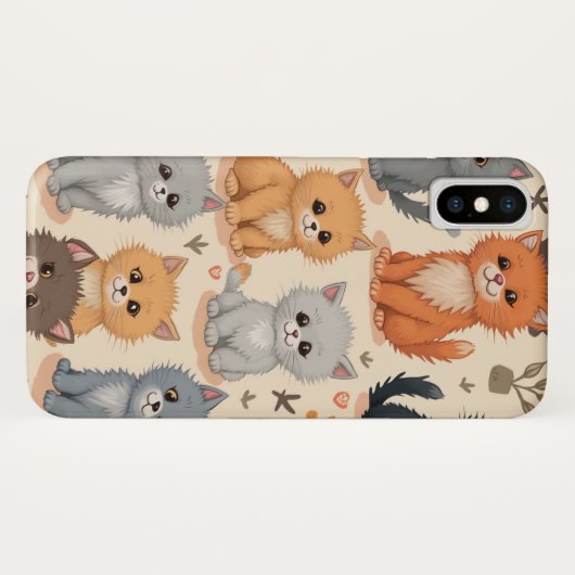 iPhone X Hoesjes Schattige kittenpatroon Telefoonh (Achterkant (horizontaal))