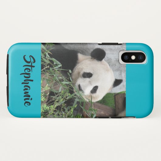 iPhone X stevige Hoesje Giant Panda Typografie Blu (Achterkant (horizontaal))