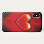 iPhone XS hoesje Rood & zwart hart ontwerp. (Achterkant (horizontaal))