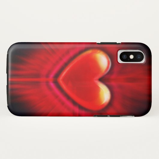 iPhone XS hoesje Rood & zwart hart ontwerp. (Achterkant (horizontaal))