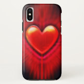 iPhone XS hoesje Rood & zwart hart ontwerp. (Achterkant)