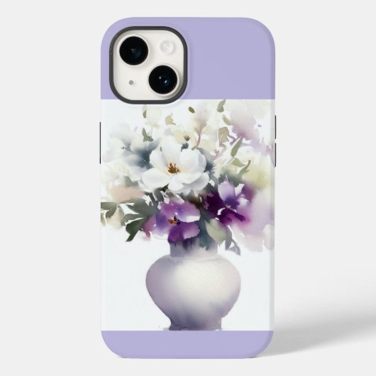 iPhoneceltelefoon, hoesje met paarse bloemen (Achterkant)