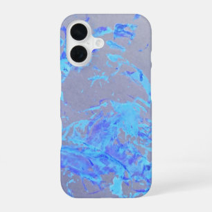 Iphonehoesje met spat kunst in blauwe verf kleur iPhone 16 hoesje