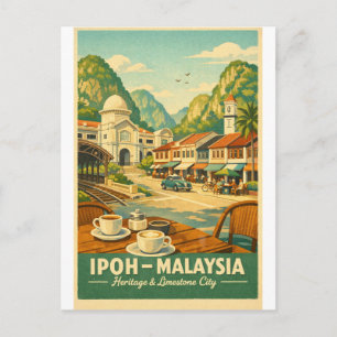 Ipoh Stad, Maleisië retro reis Briefkaart