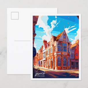 Ipswich Engeland vintage reisillustratie Briefkaart