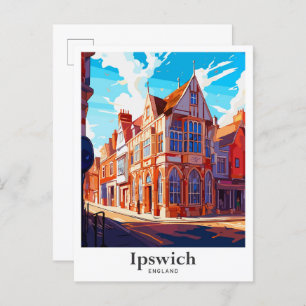 Ipswich Engeland Vintage Travel Illustratie Briefkaart