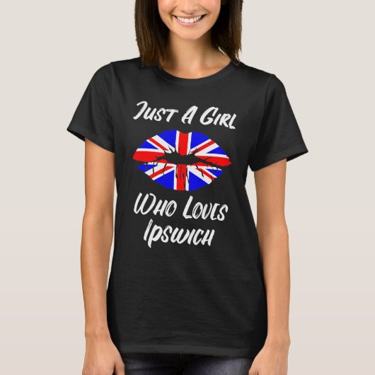 Ipswich Lips Mouth Love Union Jack Flag T-shirt (Voorkant)