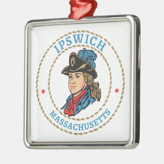 Ipswich Massachusetts Koloniaal Metalen Ornament (Links)