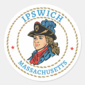Ipswich Massachusetts Koloniaal Ronde Sticker (Voorkant)