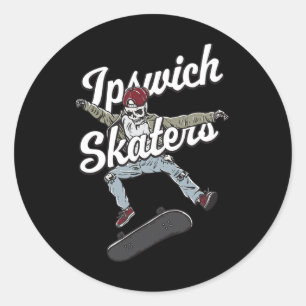 Ipswich Skater Skateboarden Funny Skateboard Humor Ronde Sticker