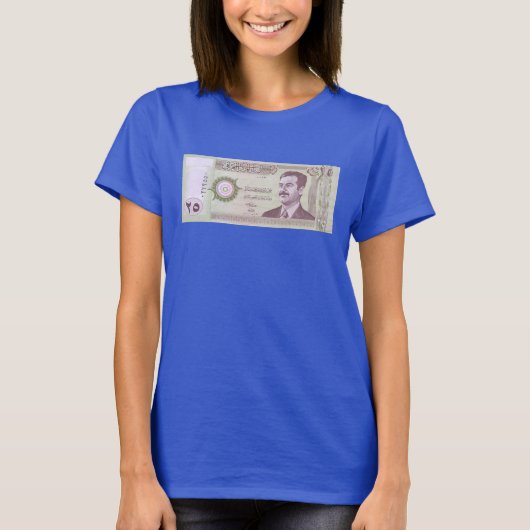 Iraakse dinar met Saddam Hoessein T-shirt (Voorkant)