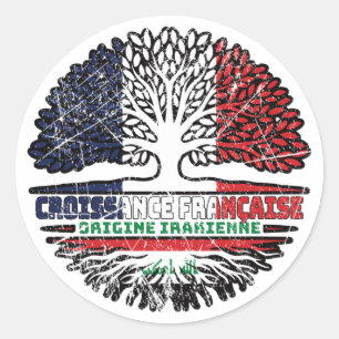 Iraakse Franse boomrootenvlag Ronde Sticker