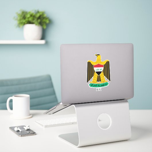Iraakse nationale wapenschild patriottisch sticker (Laptop op bureau)