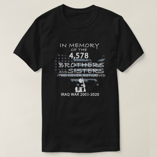 Iraakse oorlog 2003-2020 in Memory Veterans Dag T-shirt (Design voorkant)