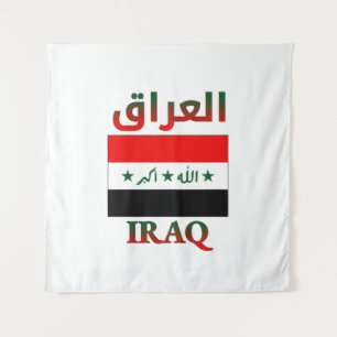 Iraakse vlag ا ع ا ق Arabisch en Engels WordArt Wandkleed