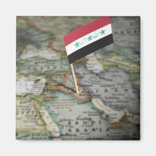 Iraakse vlag op de kaart magneet