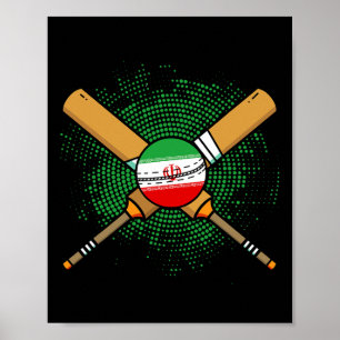 Iraans cricketracket en Ll vlag van Iran Poster