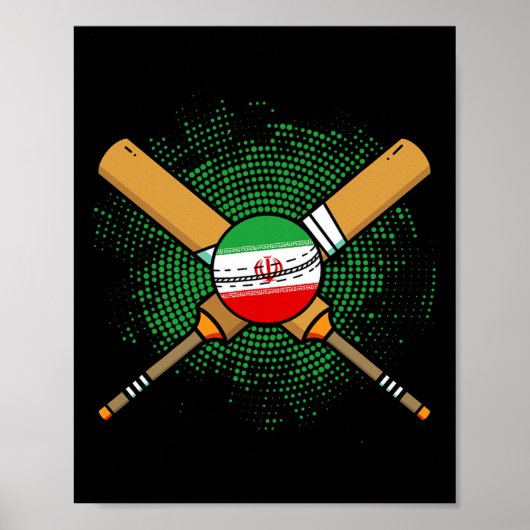 Iraans cricketracket en Ll vlag van Iran  Poster (Voorkant)