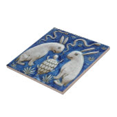 Iraans konijn, schildpad slang blauw tegeltje (Zijkant)