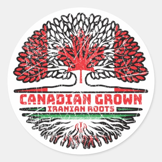 Iraanse Canadese Canada Tree Roots Flag Ronde Sticker (Voorkant)