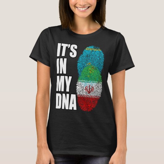 Iraanse en Kazachstaanse mix DNA erfgoed vlag T-shirt (Voorkant)