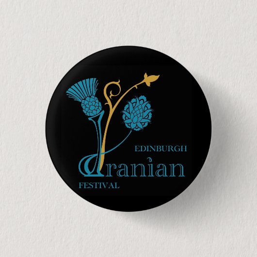 Iraanse Festival Badge in Edinburgh - Logo Black Ronde Button 3,2 Cm (Voorkant)