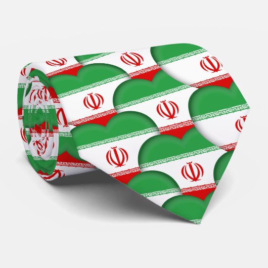 Iraanse harten en Iraanse vlag / Iran Stropdas (Opgerold)
