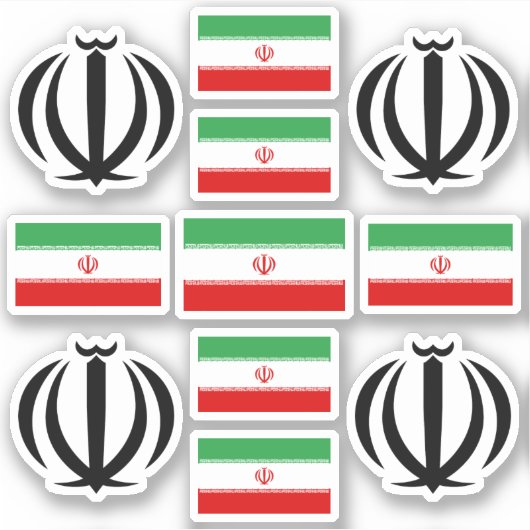 Iraanse nationale symbolen/embleem en vlag sticker (Voorkant)
