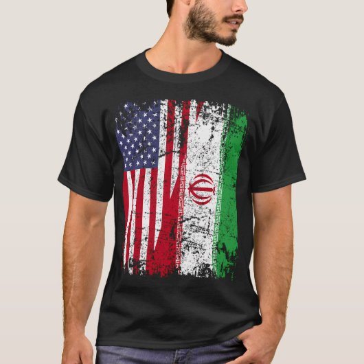Iraanse roots Half Amerikaanse vlag VS Iran vlag T-shirt (Voorkant)
