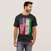 Iraanse roots Half Amerikaanse vlag VS Iran vlag T-shirt (Voorkant volledig)