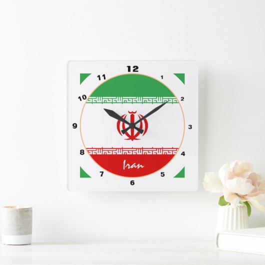 Iraanse vlag, Iran patriottisch thuis / ontwerp Vierkante Klok (Huis)