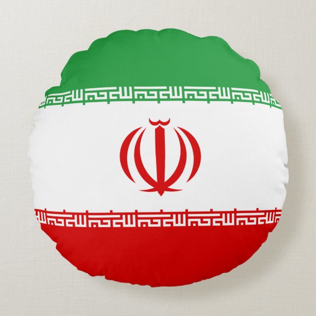 Iraanse vlag (Iran) (Perzisch) Rond Kussen (Voorkant)
