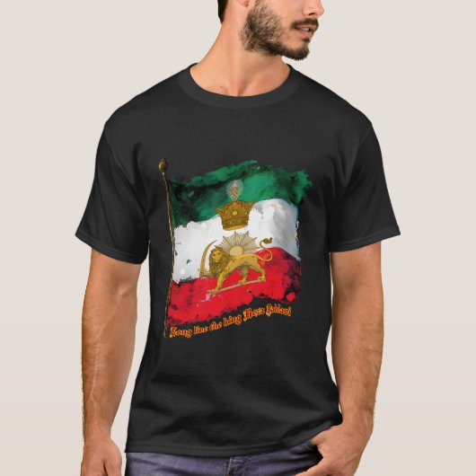 Iraanse vlag met kroonzon en leeuw van Pahlavi T-shirt (Voorkant)