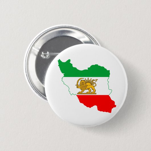 Iraanse vlag met Lion Logo Ronde Button 5,7 Cm (Voorkant /achterkant)