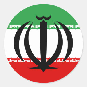 Iraanse vlag & Nationaal embleem, Vlag van Iran Ronde Sticker