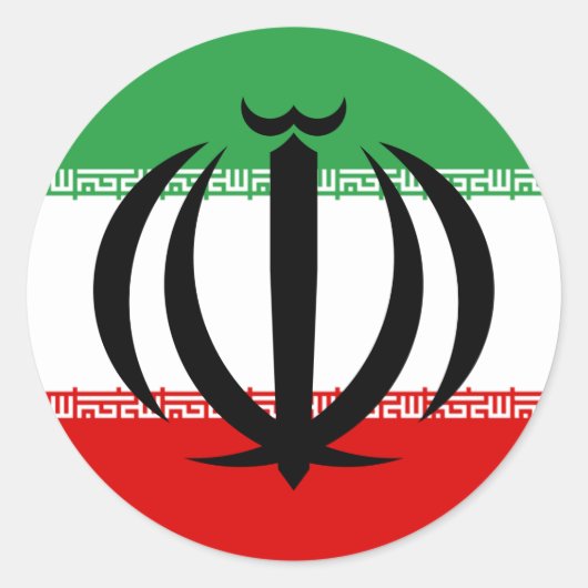 Iraanse vlag & Nationaal embleem, Vlag van Iran Ronde Sticker (Voorkant)