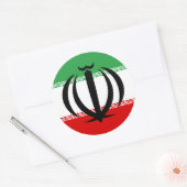 Iraanse vlag & Nationaal embleem, Vlag van Iran Ronde Sticker (Envelop)