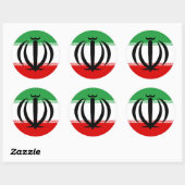 Iraanse vlag & Nationaal embleem, Vlag van Iran Ronde Sticker (Vel)