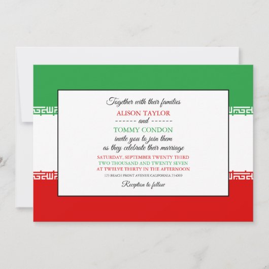 Iraanse vlag, vlag van Iran bruiloft Kaart (Voorkant)