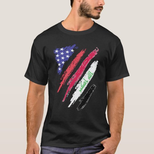 Irak-Amerikaanse Patriottisch Geteeld Hart Vlag St T-shirt (Voorkant)