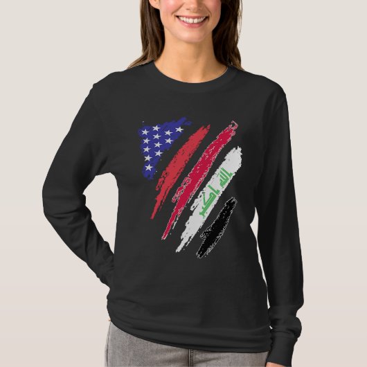 Irak-Amerikaanse Patriottisch Geteeld Hart Vlag St T-shirt (Voorkant)