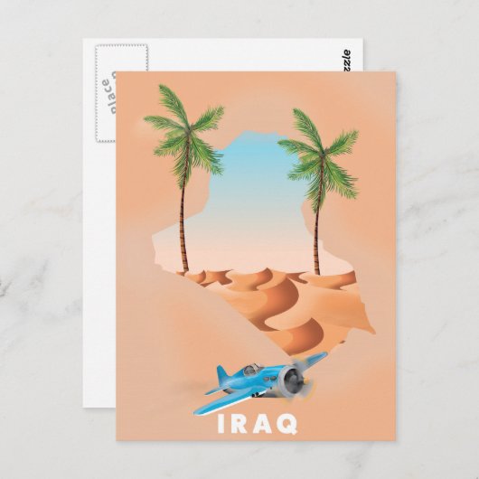 Irak geïllustreerde reisposterafdrukken. briefkaart (Voorkant / Achterkant)
