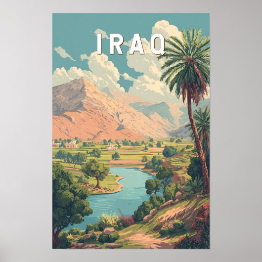 Irak Illustratie Reis Kunst Vintage Poster (Voorkant)