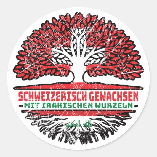 Irak Irakisch Schweiz Baum Wurzel Ronde Sticker (Voorkant)